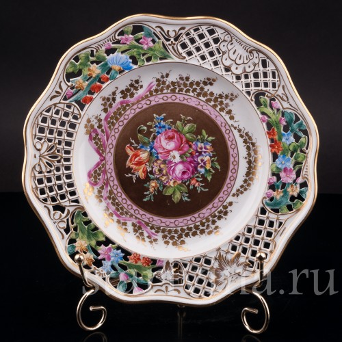 Декоративная тарелка из фарфора Букет цветов, Carl Thieme, Германия, нач. 20 в.