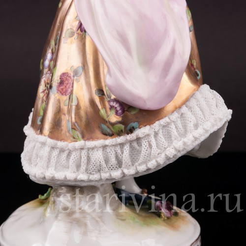 Фарфоровая статуэтка балерины Мари Анн Камарго, кружевная, Volkstedt, Германия, нач. 20 в.