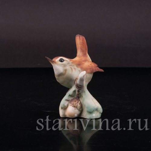 Фарфоровая фигурка птицы Крапивник, миниатюра, Tay, Италия, вт. пол. 20 в.