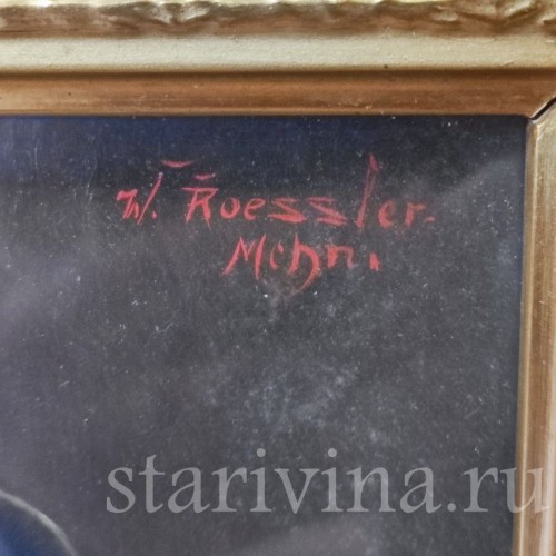 Картина маслом Портрет мужчины с картами, Германия.