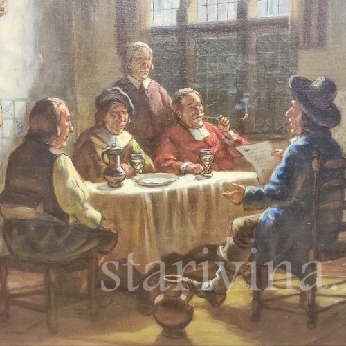 Картина маслом Мужчины за столом, Германия.