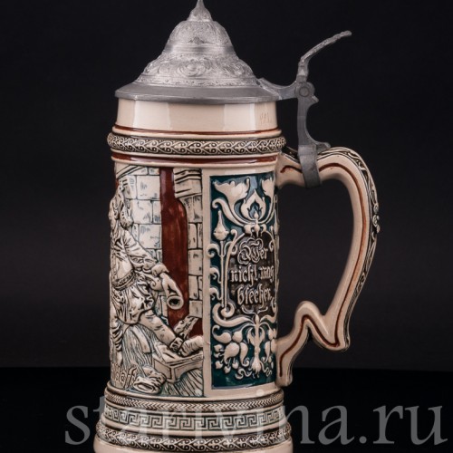 Старинная пивная кружка Бардольф и Фальстаф, 1/2 л, Matthias Girmscheid, Германия, около 1900 г.