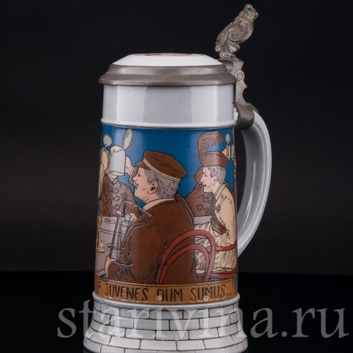 Старинная пивная кружка Гаудеамус, 1/2 л, Villeroy & Boch, Германия, 1909 г.