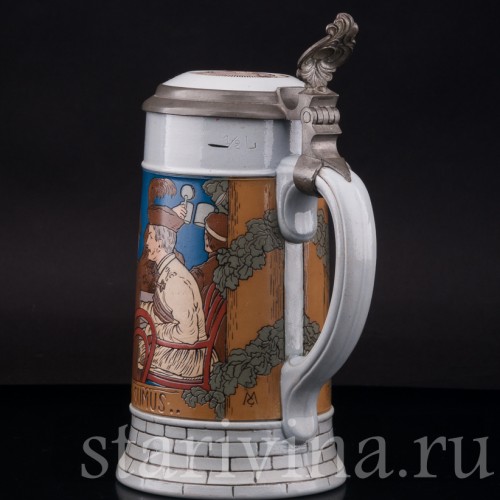 Старинная пивная кружка Гаудеамус, 1/2 л, Villeroy & Boch, Германия, 1909 г.