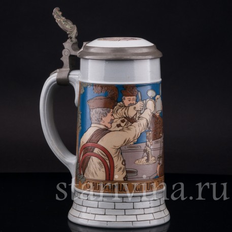 Старинная пивная кружка Гаудеамус, 1/2 л, Villeroy & Boch, Германия, 1909 г.