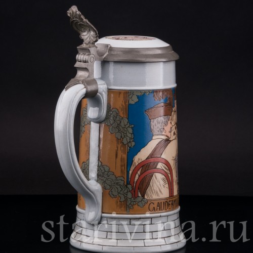 Старинная пивная кружка Гаудеамус, 1/2 л, Villeroy & Boch, Германия, 1909 г.