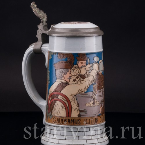 Старинная пивная кружка Гаудеамус, 1/2 л, Villeroy & Boch, Германия, 1909 г.