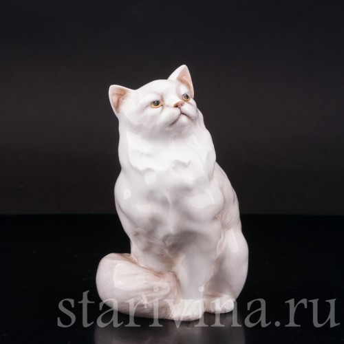 Фарфоровая фигурка Белый персидский кот, Royal Doulton, Великобритания, 1940-1968 гг.