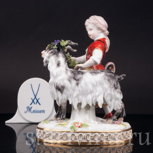 Фарфоровая статуэтка Девушка с козликом Meissen, Германия, сер. 19 - нач. 20 вв.