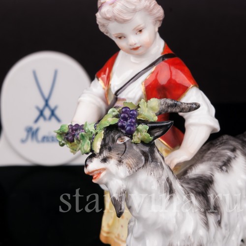 Фарфоровая статуэтка Девушка с козликом Meissen, Германия, сер. 19 - нач. 20 вв.