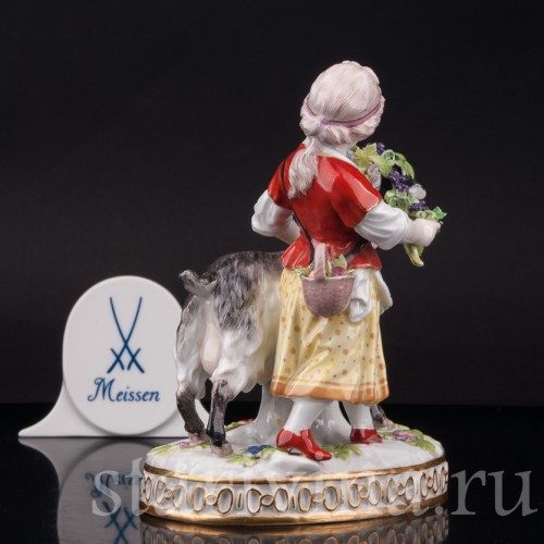 Фарфоровая статуэтка Девушка с козликом Meissen, Германия, сер. 19 - нач. 20 вв.