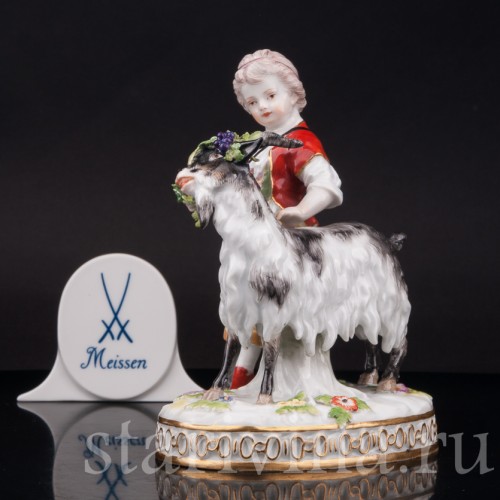 Фарфоровая статуэтка Девушка с козликом Meissen, Германия, сер. 19 - нач. 20 вв.