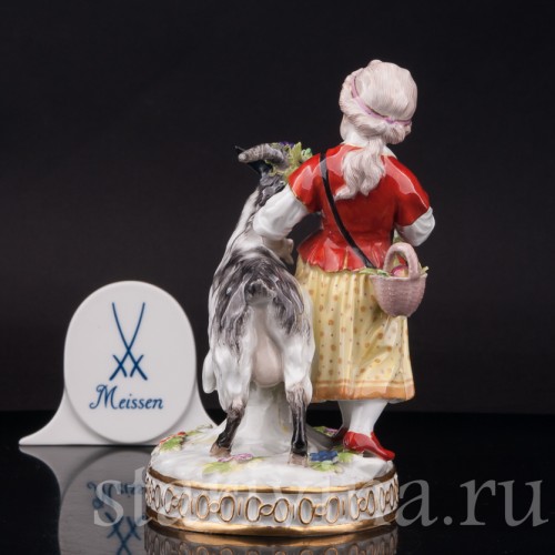 Фарфоровая статуэтка Девушка с козликом Meissen, Германия, сер. 19 - нач. 20 вв.