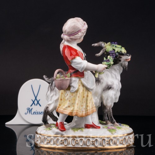 Фарфоровая статуэтка Девушка с козликом Meissen, Германия, сер. 19 - нач. 20 вв.