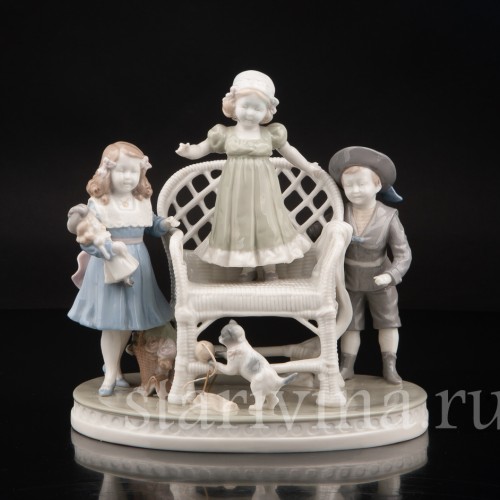 Фарфоровая композиция Играющие дети, Scheibe-Alsbach, Германия, перв. пол. 20 в.