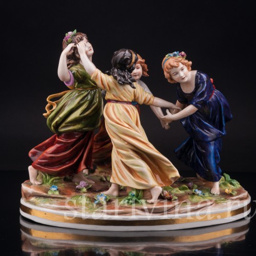 Композиция из фарфора Хоровод, играющие девочки, Volkstedt, Германия, до 1935 г.