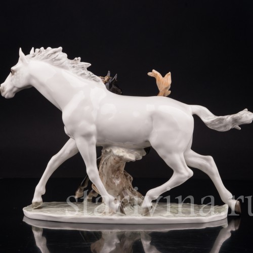 Фарфоровая статуэтка Лошадь с жеребёнком, Hutschenreuther, Германия, 1970 гг.