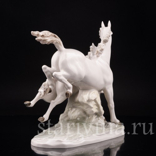 Фарфоровая статуэтка "На свободе", несущиеся кони, Hutschenreuther, Германия, 1970 гг.