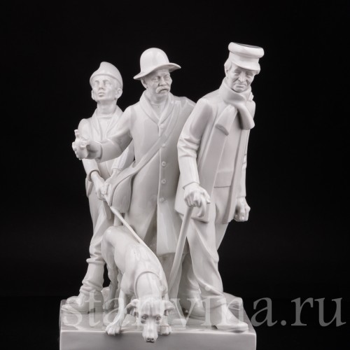 Три мужчины и собака, Schwarzburger, Германия, 1910-20 гг