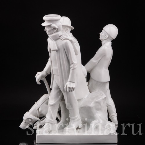 Три мужчины и собака, Schwarzburger, Германия, 1910-20 гг