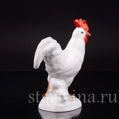 Фарфоровая статуэтка птицы Белый петушок, Herend, Венгрия, 1915-30 гг.