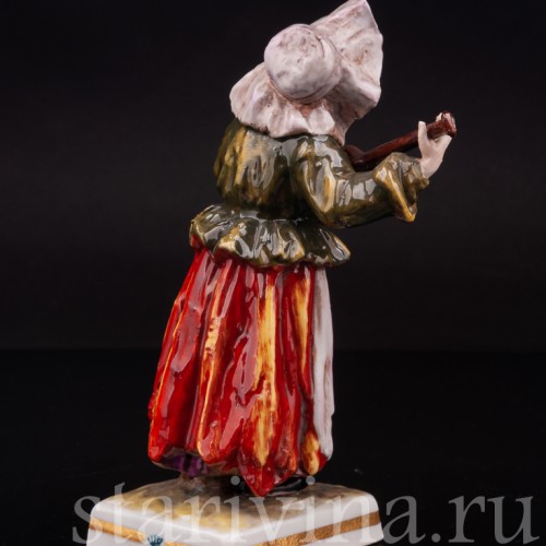 Фарфоровая фигурка Странствующие музыканты, женщина с гитарой, Ernst Bohne Sohne, Германия, пер. пол. 20 в.