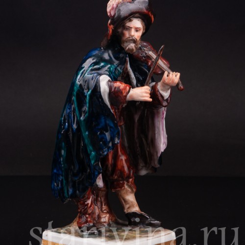 Фарфоровая статуэтка Странствующие музыканты, мужчина со скрипкой, Ernst Bohne Sohne, Германия, пер. пол. 20 в.