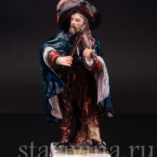 Фарфоровая статуэтка Странствующие музыканты, мужчина со скрипкой, Ernst Bohne Sohne, Германия, пер. пол. 20 в.