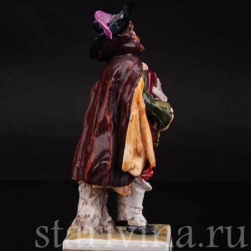 Фигурка из фарфора Странствующий музыкант, мужчина с колёсной лирой, Ernst Bohne Sohne, Германия, пер. пол. 20 в.