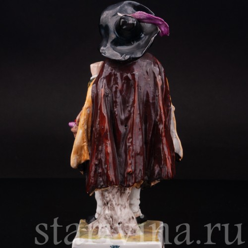 Фигурка из фарфора Странствующий музыкант, мужчина с колёсной лирой, Ernst Bohne Sohne, Германия, пер. пол. 20 в.