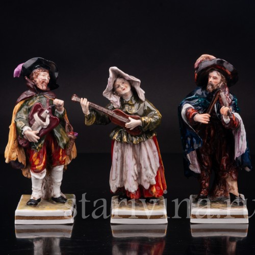 Фигурка из фарфора Странствующий музыкант, мужчина с колёсной лирой, Ernst Bohne Sohne, Германия, пер. пол. 20 в.