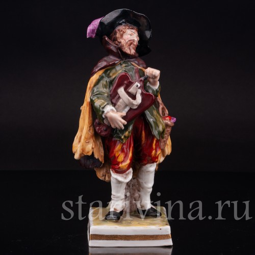 Фигурка из фарфора Странствующий музыкант, мужчина с колёсной лирой, Ernst Bohne Sohne, Германия, пер. пол. 20 в.