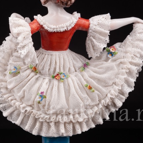 Фарфоровая статуэтка Танцовщица, кружевная, E. A. Muller, Германия, 1890-1927 гг.