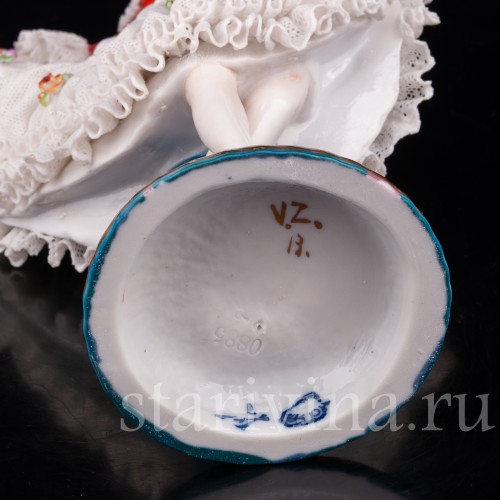 Фарфоровая статуэтка Танцовщица, кружевная, E. A. Muller, Германия, 1890-1927 гг.