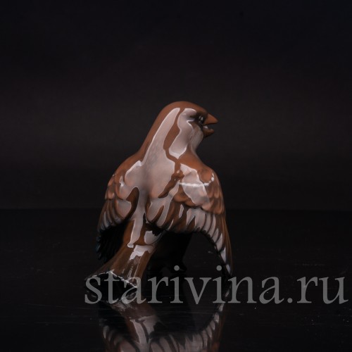 Фигурка птицы из фарфора Поющий воробей Rosenthal, Германия, 1950-60 гг.