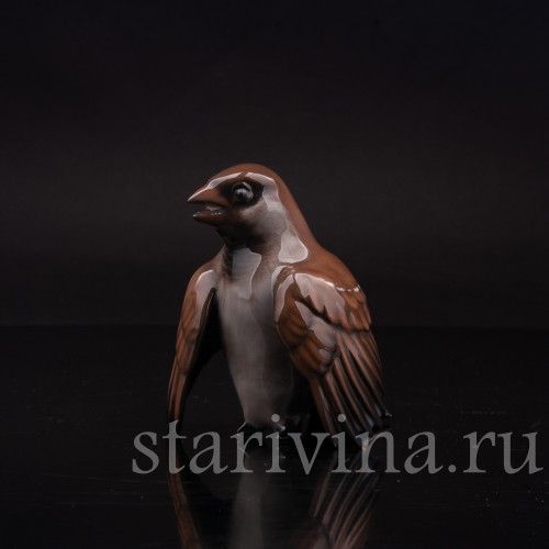 Фигурка птицы из фарфора Поющий воробей Rosenthal, Германия, 1950-60 гг.