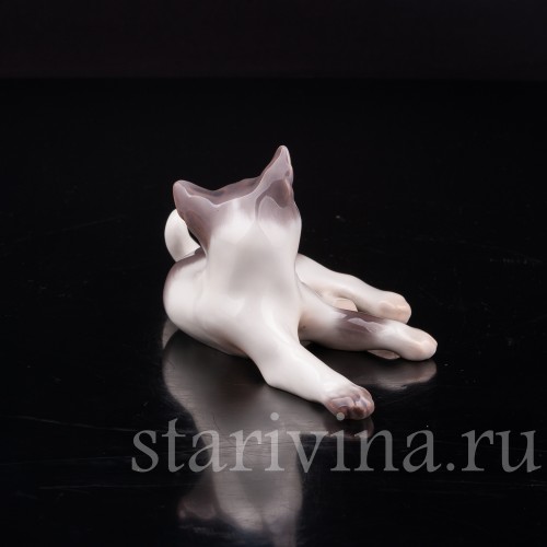 Фарфоровая фигурка Лежащий котёнок, Dahl Jensen, Дания, 1920-80 гг.