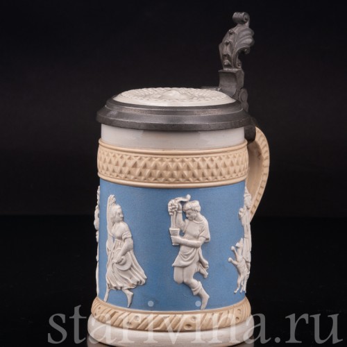 Старинная пивная кружка Времена года, 1/4 л, Villeroy & Boch, Германия, нач. 20 в.