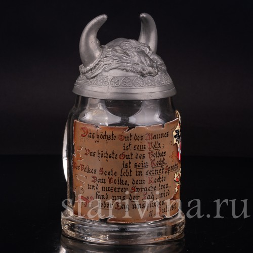 Старинная пивная кружка Шлем викинга, 1/2 л, Германия, кон. 19 - нач. 20 вв.