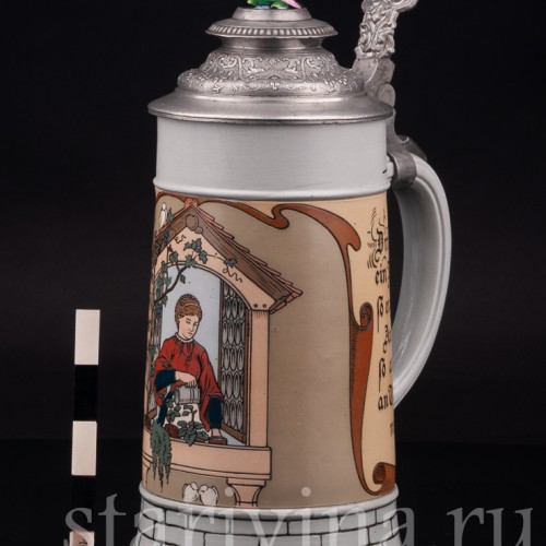 Старинная пивная кружка Сердце на Рейне, 1/2 л, Villeroy & Boch, Германия, 1903 г.