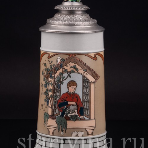 Старинная пивная кружка Сердце на Рейне, 1/2 л, Villeroy & Boch, Германия, 1903 г.