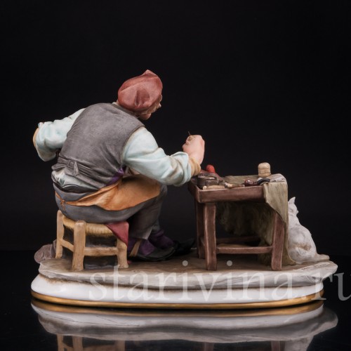 Фарфоровая композиция Башмачник за работой, Bruno Merli, Италия, вт. пол. 20 в.