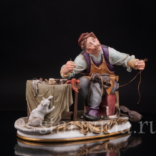 Фарфоровая композиция Башмачник за работой, Bruno Merli, Италия, вт. пол. 20 в.