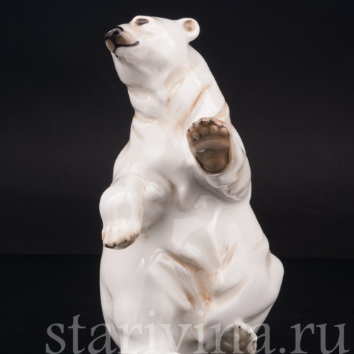 Фигурка из фарфора Сидящий белый медведь, Hutschenreuther, Германия, 1970 гг.
