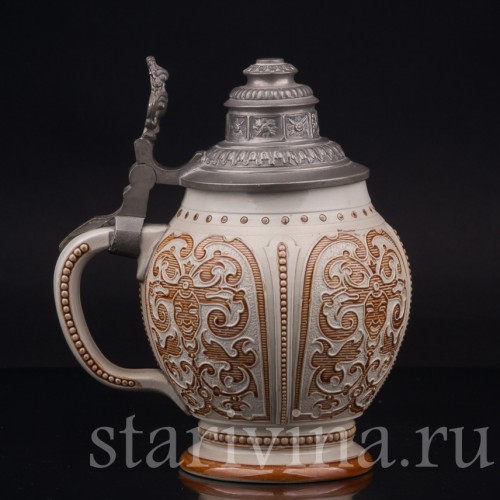 Старинная пивная кружка Маски, 1/2 л, Villeroy & Boch, Германия, 1887 г.