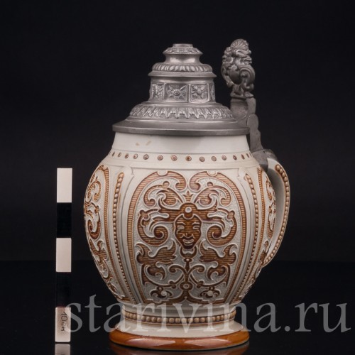 Старинная пивная кружка Маски, 1/2 л, Villeroy & Boch, Германия, 1887 г.