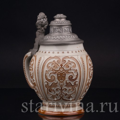 Старинная пивная кружка Маски, 1/2 л, Villeroy & Boch, Германия, 1887 г.