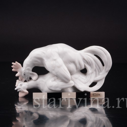 Фарфоровая статуэтка птиц Петух и курица, Ernst Bohne Sohne, Германия, 1878-1920 гг.