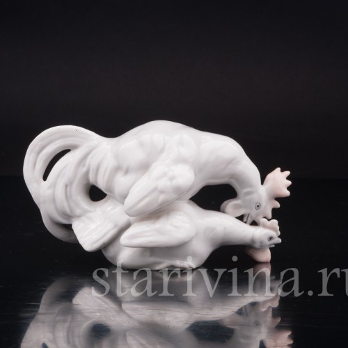 Фарфоровая статуэтка птиц Петух и курица, Ernst Bohne Sohne, Германия, 1878-1920 гг.