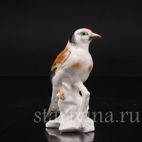 Статуэтка птицы из фарфора Щегол, миниатюра, Karl Ens, Германия, 1920-30 гг.